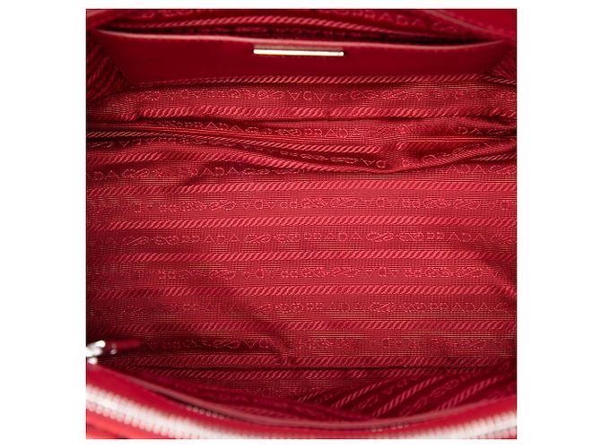 Bolsa Prada Galleria Double Zip em Tessuto e Saffiano Stitch, Vermelha, Medium - vista 4