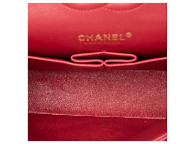 Chanel Red Medium Classic Chevron Lambskin Double Flap - vista 4