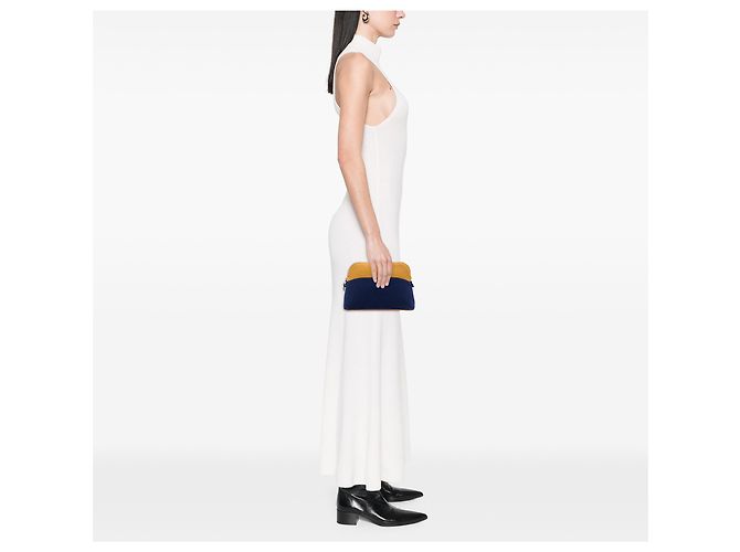 Hermès Blue Bicolor Toile Bolide Trousse De Voyage Pouch PM - vista 6
