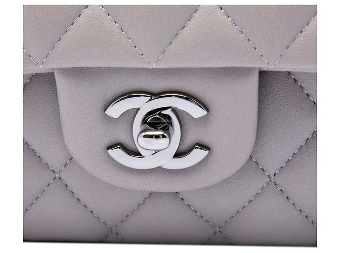 Chanel Gray Medium Classic Lambskin Double Flap - vista 5