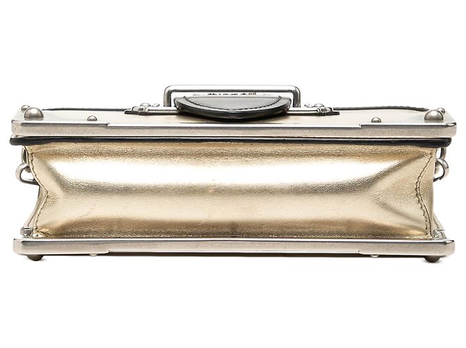 Bolsa Prada Cahier em Vitello metálico com acabamentos em Saffiano dourado - vista 3