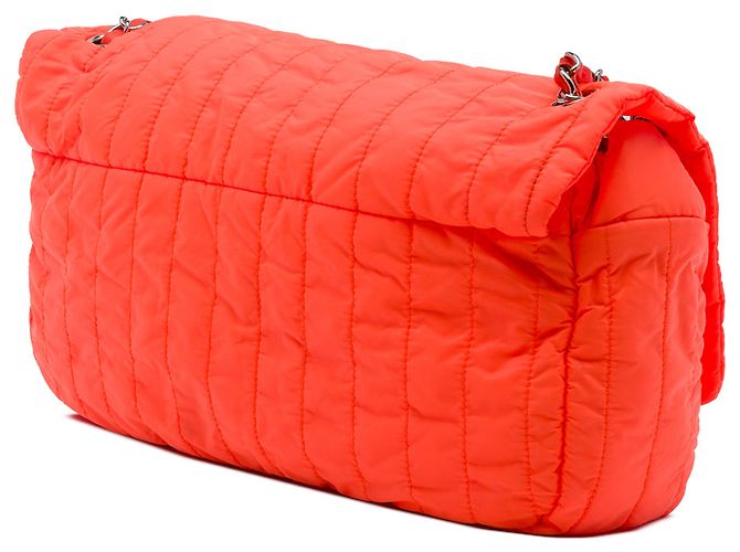 Chanel Orange Jumbo Quilted Nylon Soft Shell Flap - vue 2