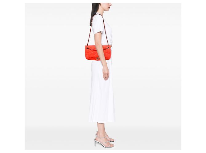 Chanel Orange Jumbo Quilted Nylon Soft Shell Flap - vue 6