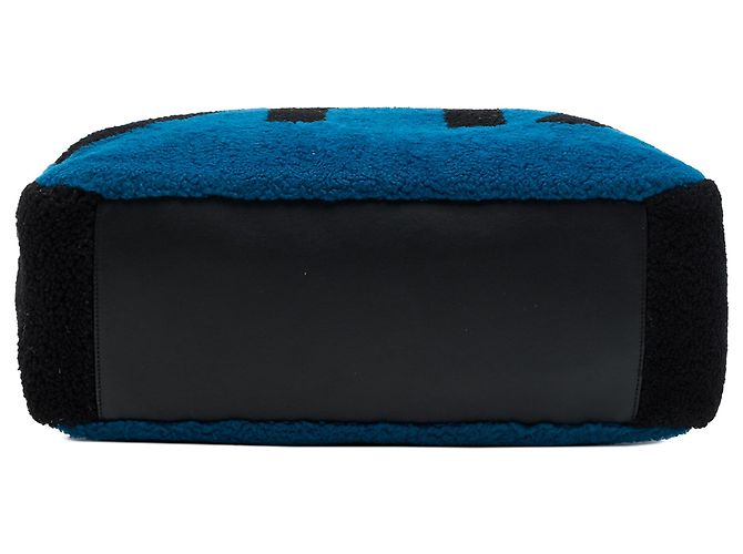 Sacola de Compras Deauville Chanel Blue Medium em pele de carneiro e couro de bezerro - vista 3
