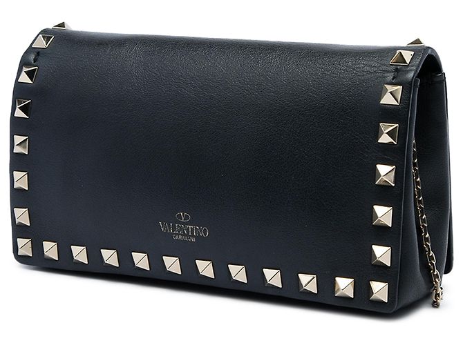 Cartera Rockstud con cadena Valentino en piel de becerro negra - vista 2