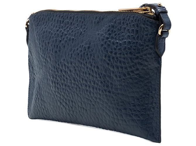 Burberry Blue Small Grain Check Embossed Leather Chichester Crossbody - vista 2