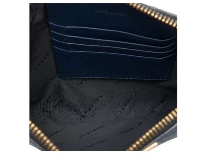 Burberry Blue Small Grain Check Embossed Leather Chichester Crossbody - vista 4