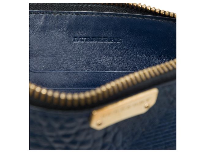 Burberry Blue Small Grain Check Embossed Leather Chichester Crossbody - vista 5