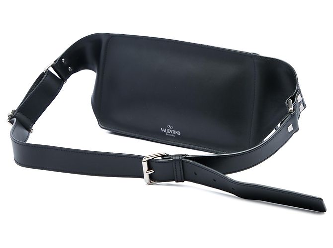Valentino VLTN Rockstud Gürteltasche aus schwarzem Leder - Ansicht 2