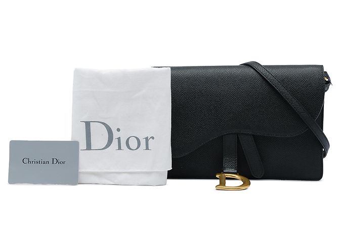 Dior Saddle Pouch aus schwarzem genarbtem Kalbsleder - Ansicht 6