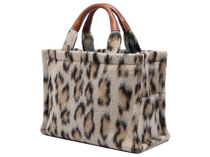 Céline Celine Beige Small Leopard Print Felt Cuir Triomphe Cabas Thais Satchel - vista 2