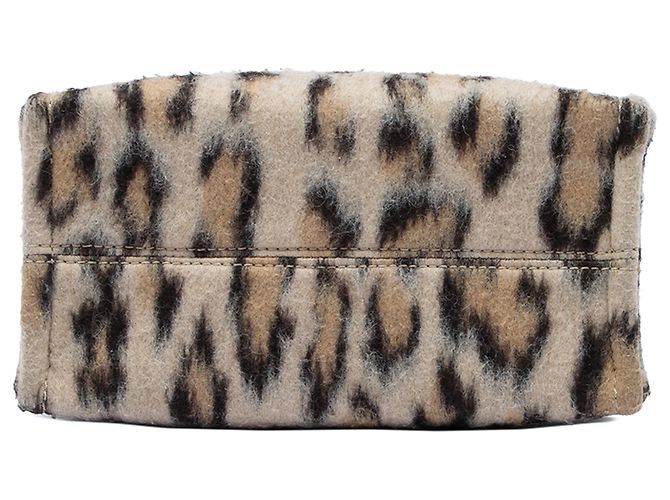 Céline Celine Beige Small Leopard Print Felt Cuir Triomphe Cabas Thais Satchel - vista 3