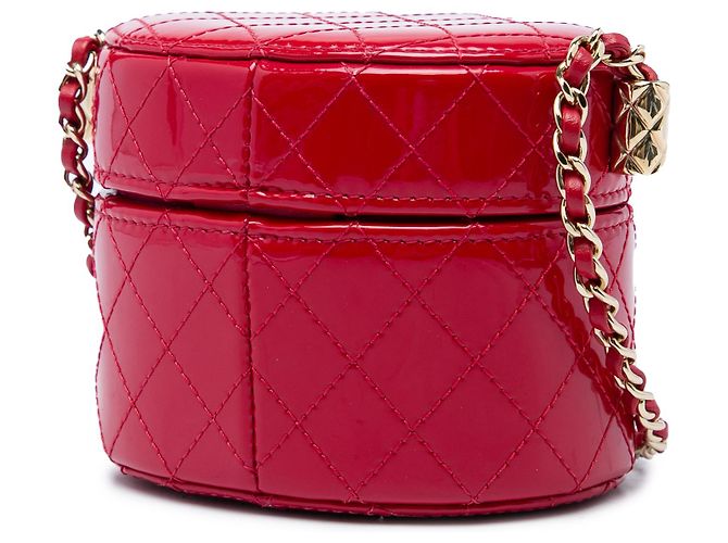 Chanel Red Mini Quilted Patent CC Allure Vanity Case - vista 2