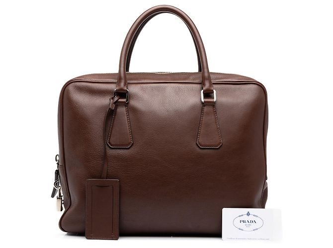 Prada Business-Tasche aus braunem Leder - Ansicht 7