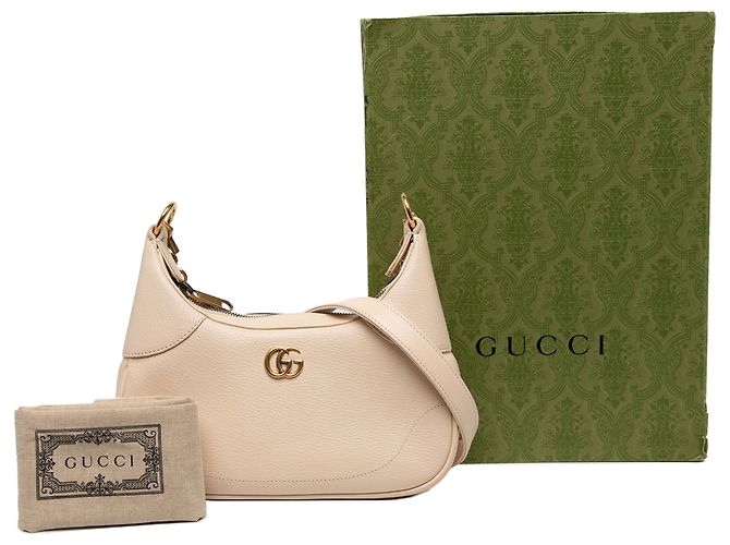 Borsa Satchel Gucci Aphrodite Piccola in Pelle di Capra Marrone - vista 6