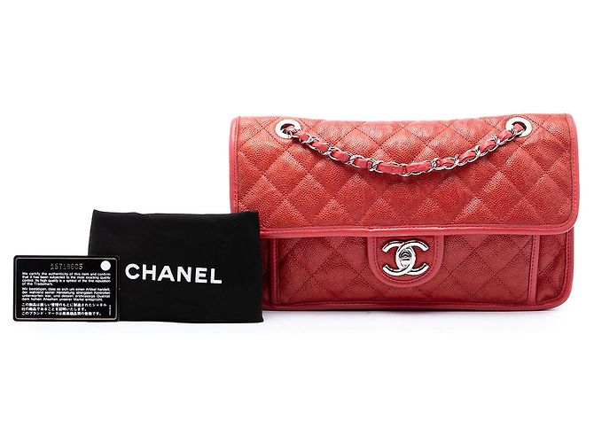 Chanel Red Medium Quilted Caviar French Riviera Flap - Ansicht 7