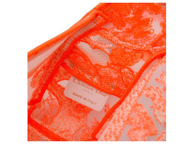 Borsa Messenger Diorcamp Piccola in Toile de Jouy Ricamata Arancione Dior - vista 5