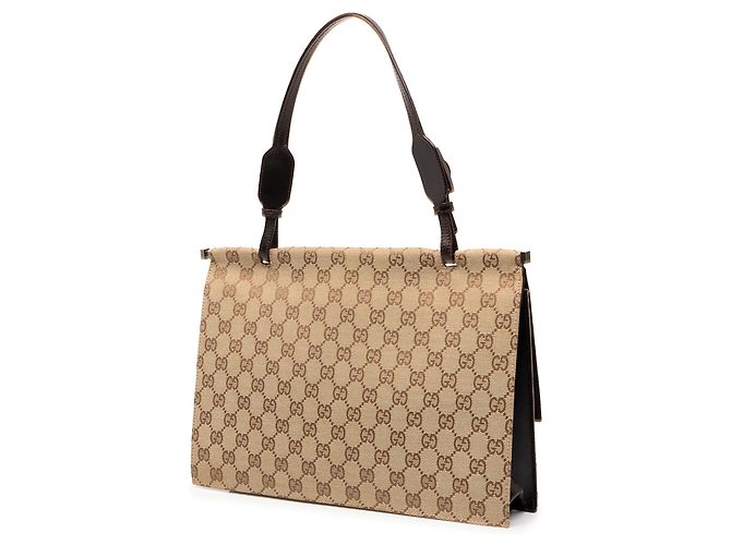 Bolsa de aba Gucci em tela GG bege - vista 2
