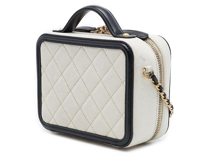 Chanel White Small Caviar CC Filigree Vanity Case - vista 2