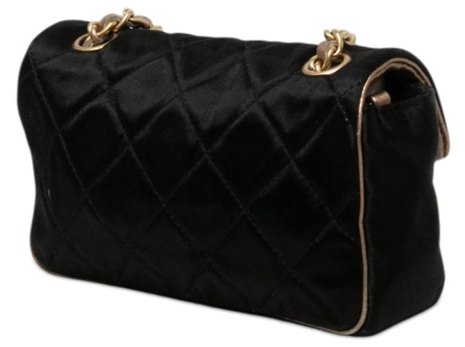Chanel Black Extra Mini Quilted Satin Flap - Ansicht 2