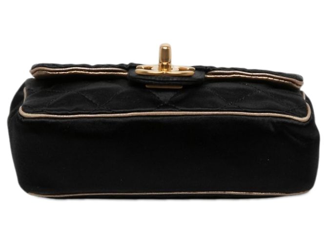 Chanel Black Extra Mini Quilted Satin Flap - Ansicht 3