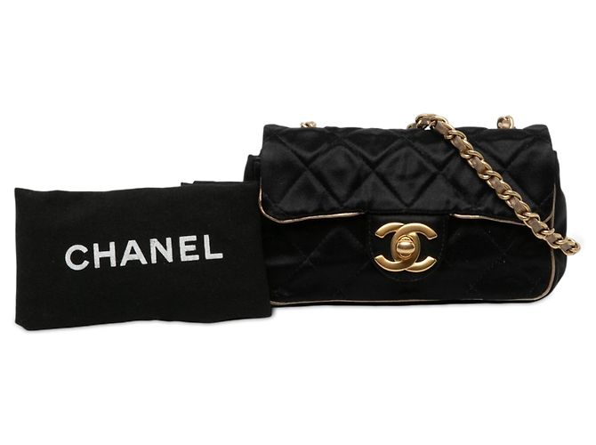 Chanel Black Extra Mini Quilted Satin Flap - Ansicht 6