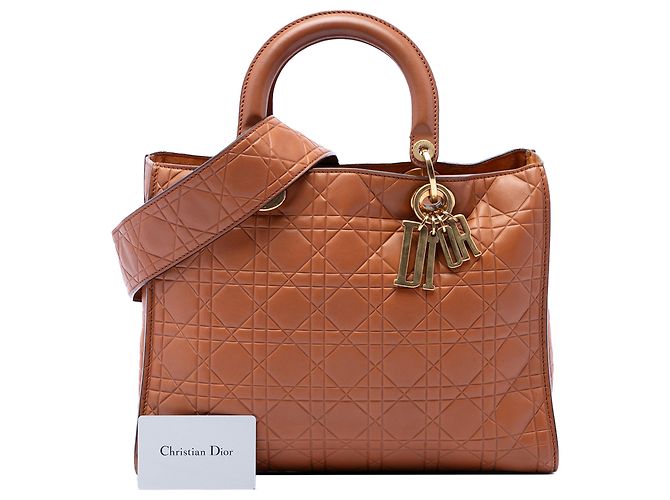 Dior Brown Large Ultra Matte Calfskin Cannage Embossed Lady Dior - vista 7