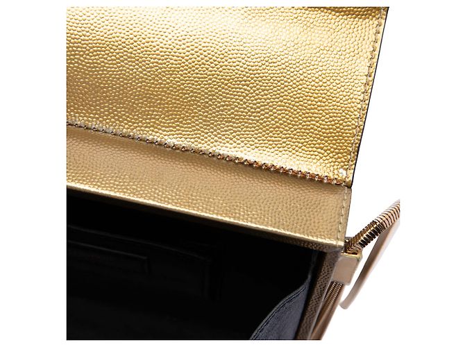 Autre Marque Saint Laurent Gold Small Metallic Grain de Poudre Monogram Kate Box Chain Crossbody - vista 5