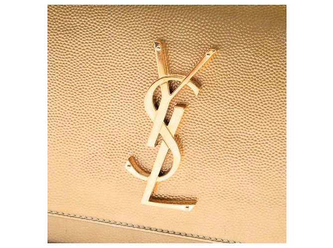 Autre Marque Saint Laurent Gold Small Metallic Grain de Poudre Monogram Kate Box Chain Crossbody - vista 6