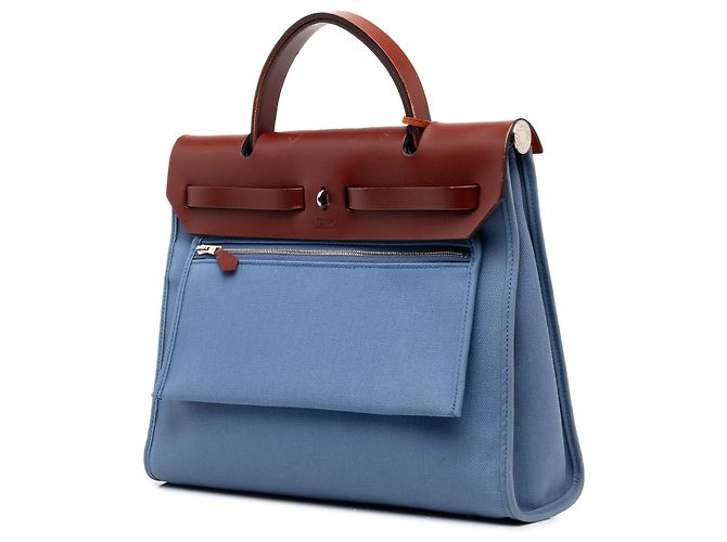 Hermès Blue Toile Herbag Zip 31 - vista 2