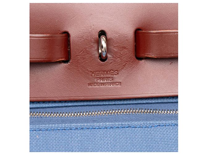 Hermès Blue Toile Herbag Zip 31 - vista 5