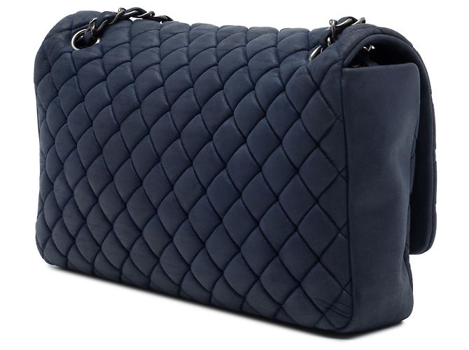 Chanel Blue Large Quilted Iridescent Calfskin New Bubble Flap - vista 2