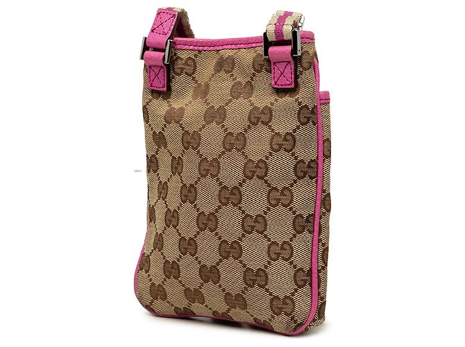 Borsa a tracolla Gucci in tela GG beige con banda Web - vista 2