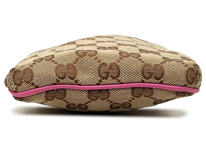 Borsa a tracolla Gucci in tela GG beige con banda Web - vista 3