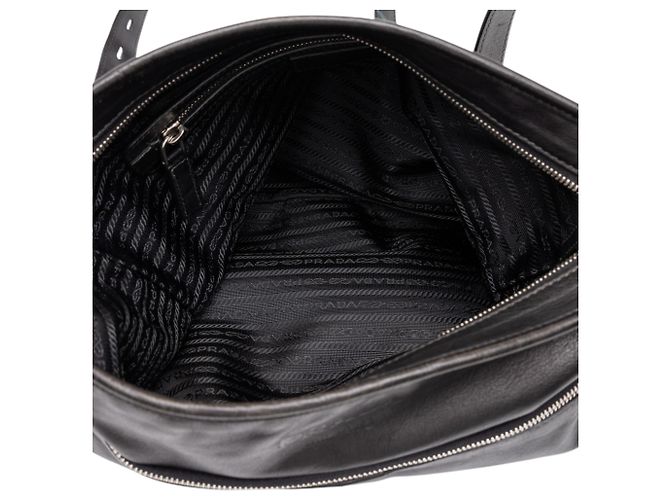 Bolsa Messenger Prada em couro de bezerro macio preto com bolso frontal, Large - vista 4