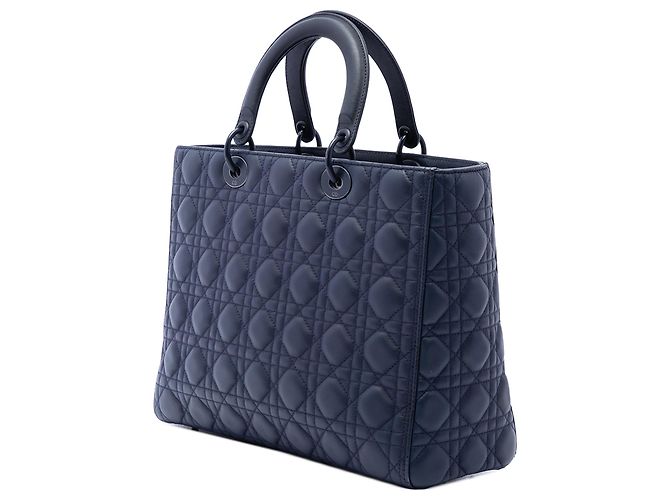 Dior Blue Large Ultra Matte Calfskin Cannage Lady Dior - vista 2