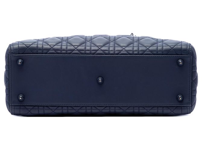 Dior Blue Large Ultra Matte Calfskin Cannage Lady Dior - vista 3