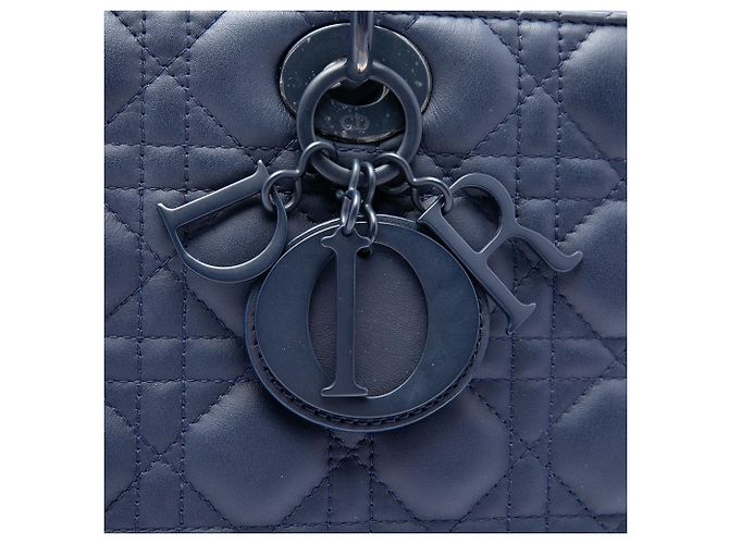 Dior Blue Large Ultra Matte Calfskin Cannage Lady Dior - vista 5