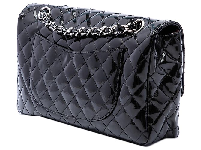 Chanel Black Medium Quilted Patent Secret Label Flap - vue 2