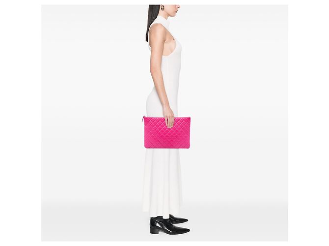 Chanel Pink Large Quilted Caviar O Case Clutch - Ansicht 6