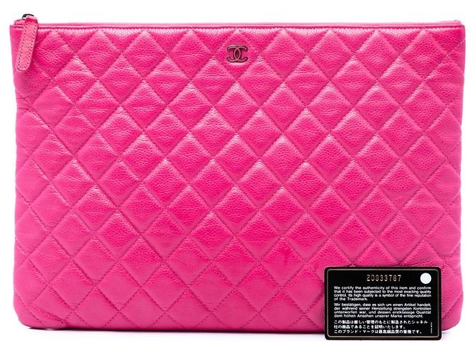 Chanel Pink Large Quilted Caviar O Case Clutch - Ansicht 7