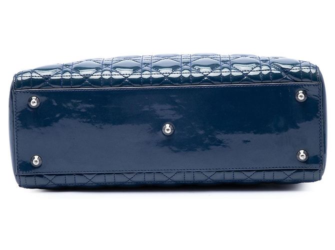 Dior Blue Large Patent Cannage Lady Dior - vista 3