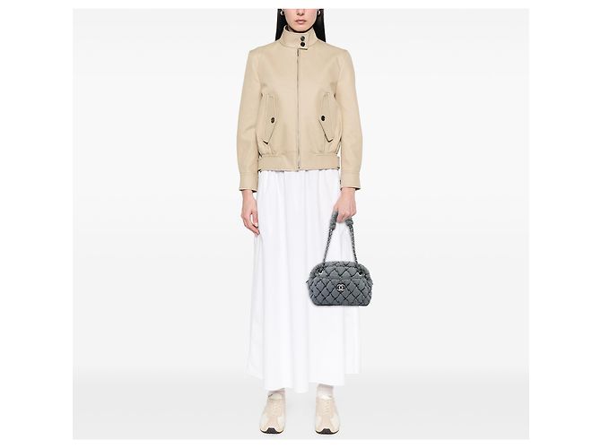 Bolso de hombro Chanel Bubble de nailon acolchado a rayas gris - vista 5