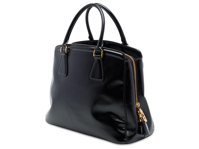 Sac Prada Black Medium Saffiano Vernice Parabole Tote - vue 2