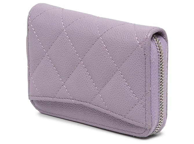 Monedero compacto con cremallera Chanel Purple CC Quilted Caviar - vista 2