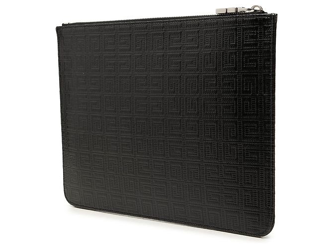 Givenchy Black 4G Embossed Coated Canvas Flat Pouch - view 2