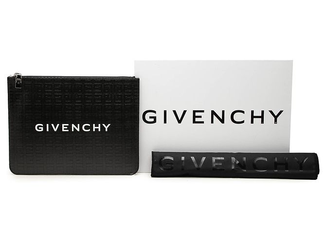 Givenchy Black 4G Embossed Coated Canvas Flat Pouch - view 7