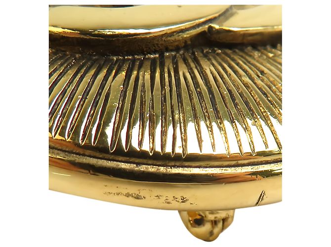 Spilla rotonda Chanel Gold CC placcata oro - vista 5