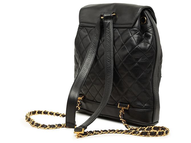 Chanel Large CC gesteppter Lammleder Rucksack schwarz mit Kordelzug - Ansicht 2