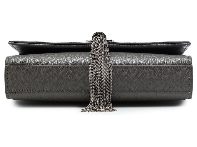 Autre Marque Saint Laurent Gray Small Grain de Poudre Monogram Kate Tassel Crossbody - Ansicht 3